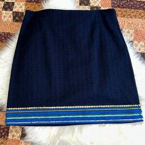 Talbots Navy Sequin Fringe Skirt